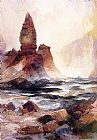 Thomas Moran Famous Paintings - Tower Falls and Sulphur Rock,Yellowstone